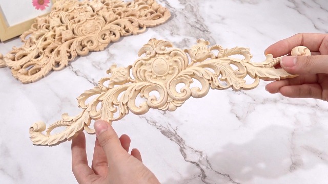 Pegatinas Para Muebles Decoración 2 Apliques De Madera Tallada Sin Pintar - Decoración Para Muebles, Puertas O Ventanas - Estilo Clásico Madera Caucho Tallada Estilo 3