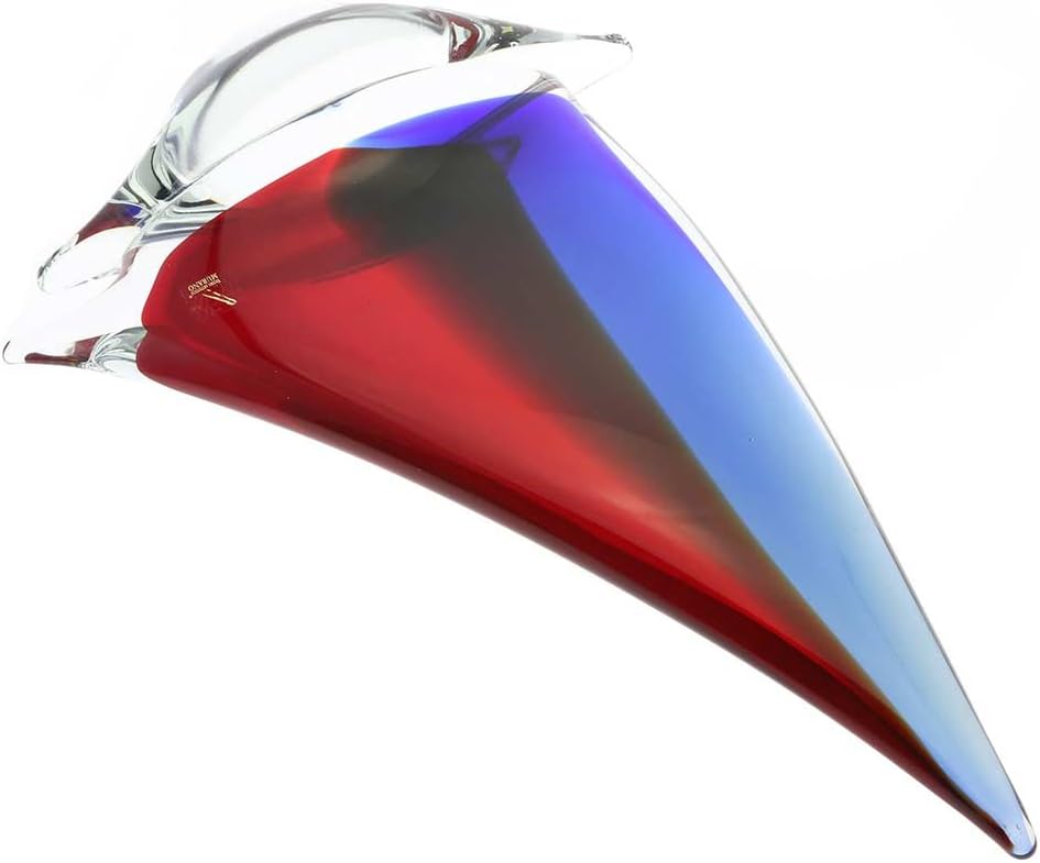 GlassOfVenice Murano Glass Large Sailboat - Red Blue Amber