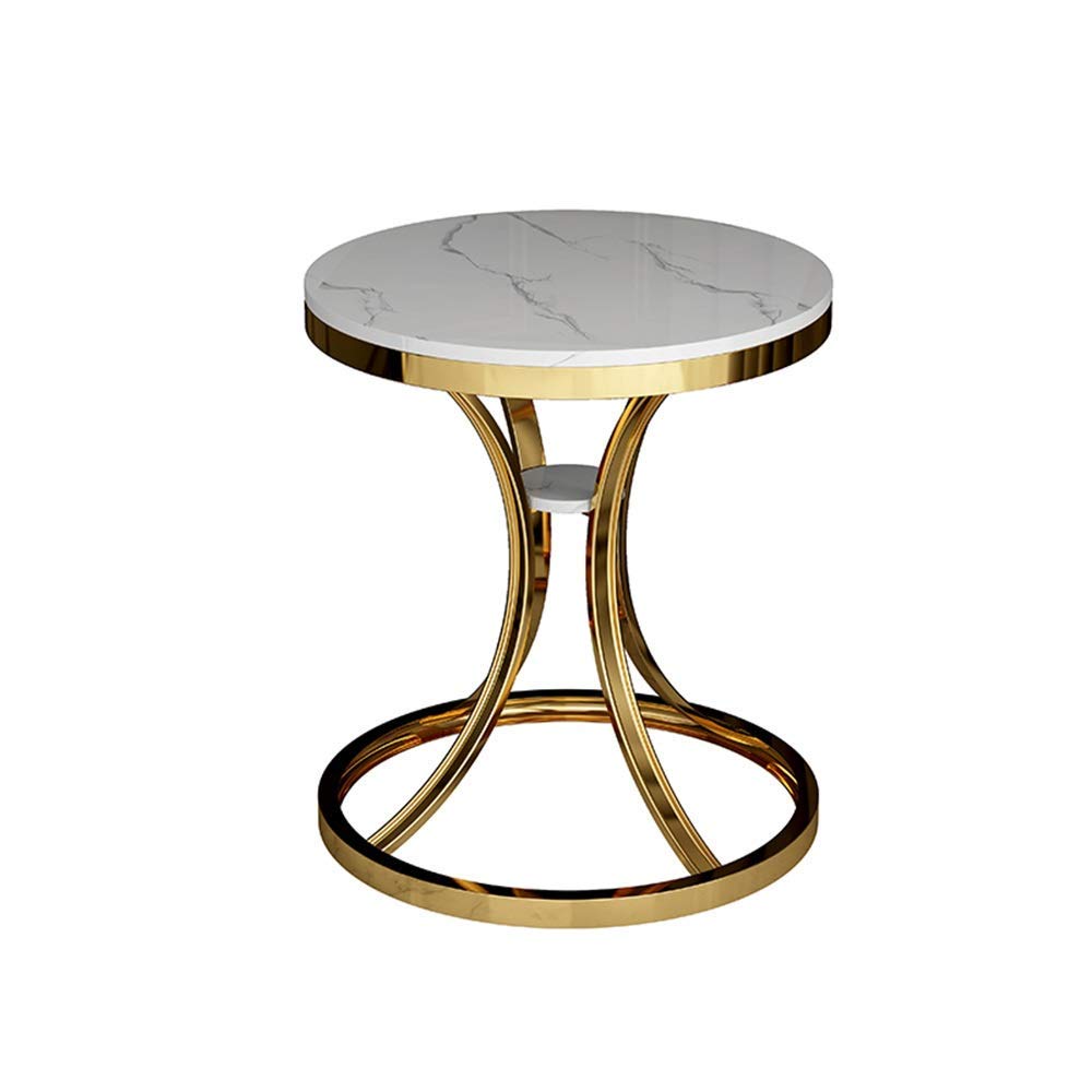 Table d'angle en fer forgé doré au design nordique raffiné, plateau noir