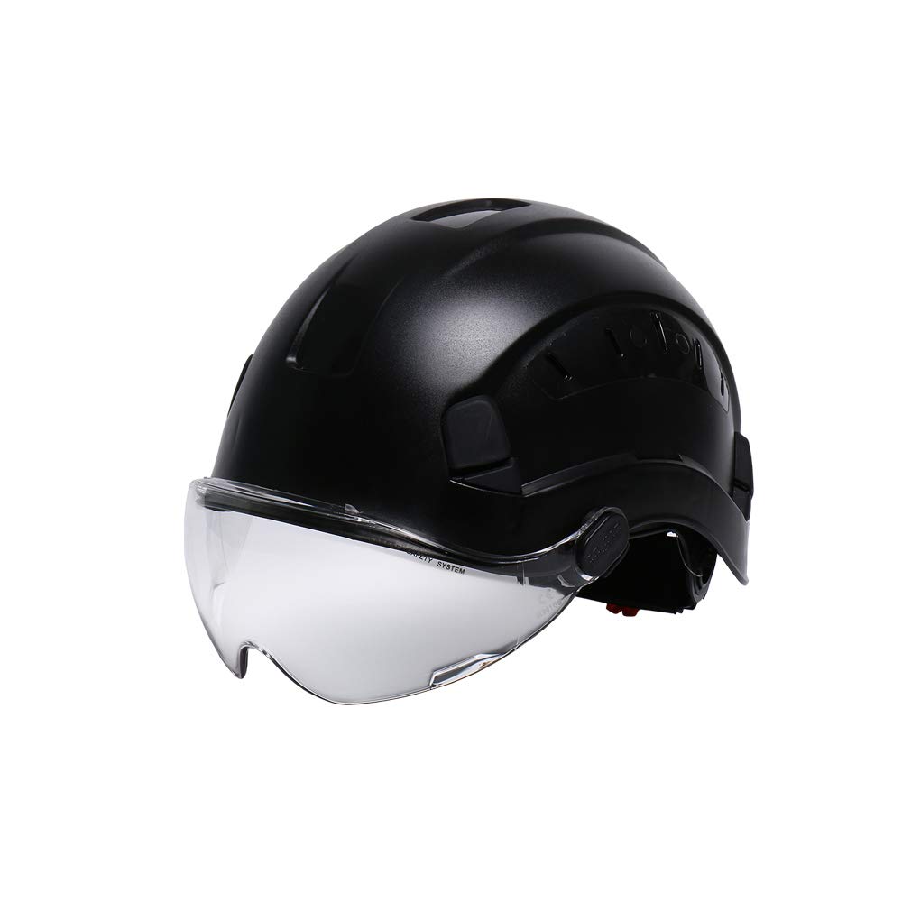 SMASYS Safety Hard Hat ABS Helmet Adjustable with Visor 6-Point Suspension Perfect for Construction and Climbing