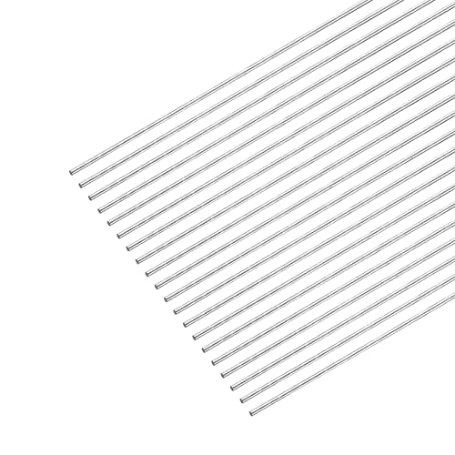 sourcing map 304 Inoxidable Acero Redondas Varillas, 0,5mm x 300mm Sólido Eje Varillas para Bricolaje Artesanía Modelo Coche Helicóptero Avión, Paquete de 20