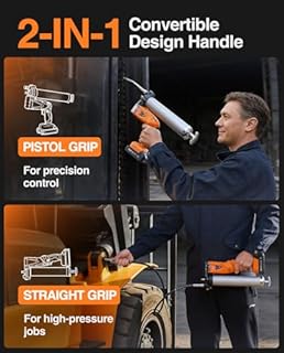 TaskStar 2-in-1 Electric Grease Gun: 10000PSI Automatic Cordless Grease Gun Battery Powered Tool Kit with 2 Batteries & Charger, 39.4" Hose and 3 Couplers for Farm, Workshop & Heavy Duty Maintenance