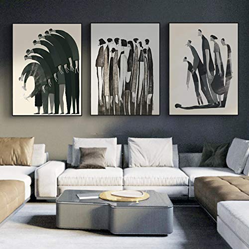 Toile Abstrait Noir et Blanc Salon - Solution Décoration Murale Moderne Sans Cadre 60x90
