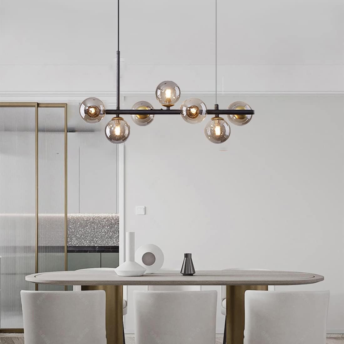 Lampadario Moderno in Vetro Sputnik Lampadario a Sospensione 9 luci Sala da Pranzo Lampadario Moderno di metà secolo Lampadario a Sospensione a Sfera in Metallo e Vetro per Soggiorno Camera