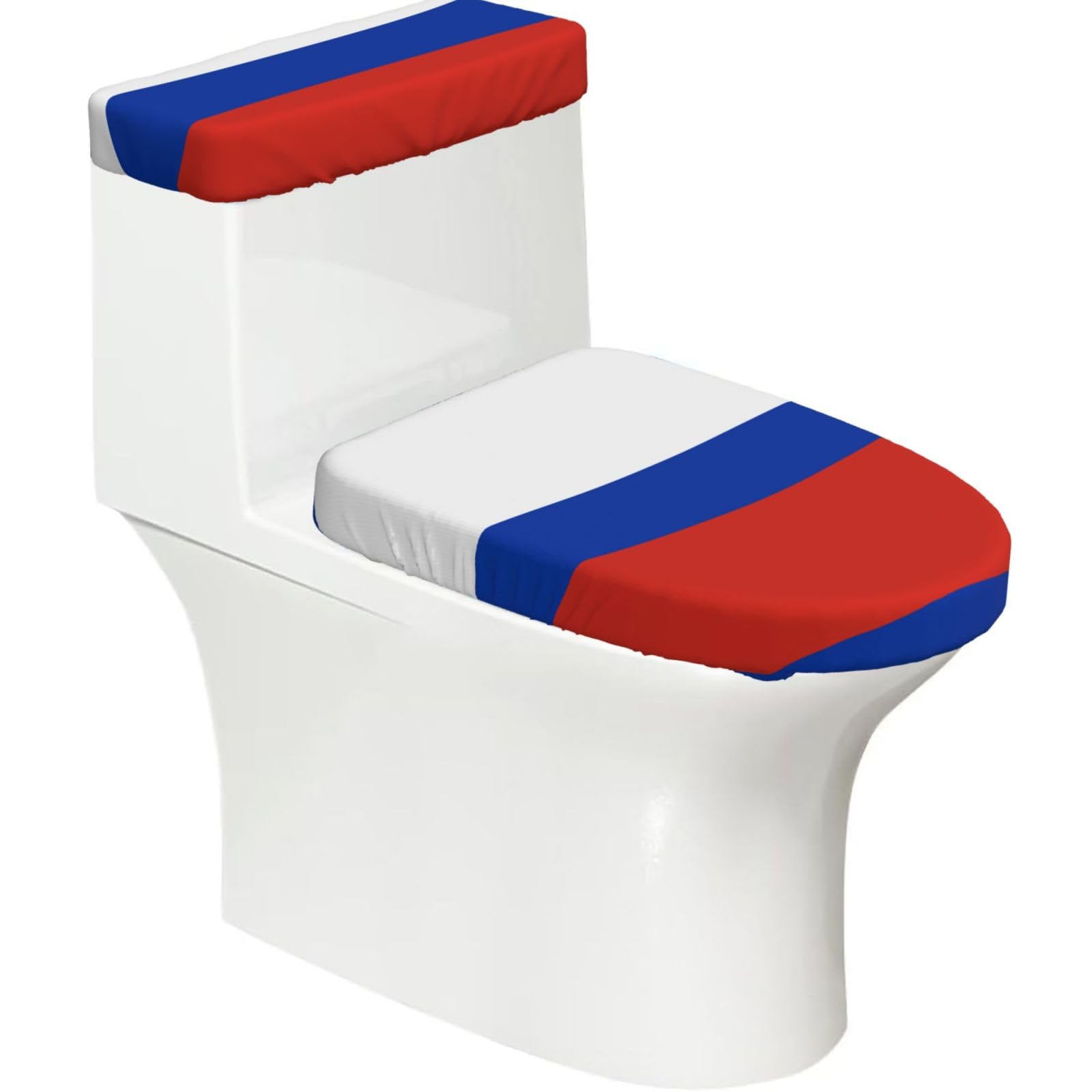 Russian Flag Print Bathroom Decor Toilet Lid Cover And Tank Covers, Restroom Accessories Fits Most Round