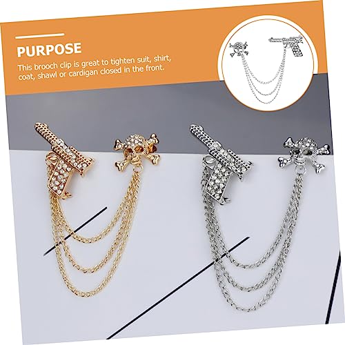 Broches para cráneo de diamantes de imitación con borla sutil 7