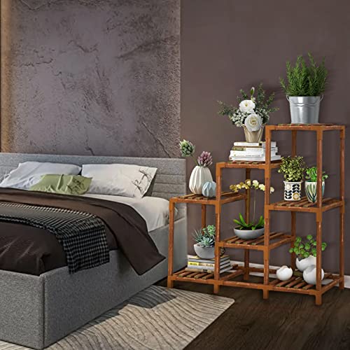 Bopuroy Plant Stand Indoor Outdoor - 7 Tier Large Wood Plants Shelf Holder Flower Stands - Corner Vertical Shelves Organizer For Garden Patio Lawn Balcony Living Room #TOP3