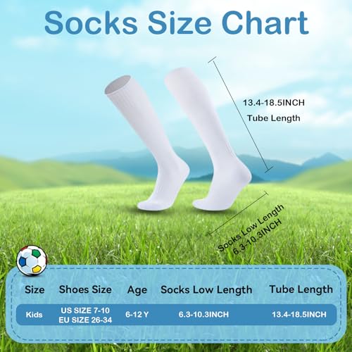 3 Pairs Kids Soccer Socks Striped Knee High Tube Socks Football Uniform Sports Socks for Boys Girls 6-12 Years Old2