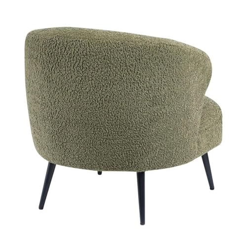 Sillón Curvo Verde con Tela Bouclé y Estructura Metálica miniatura 7