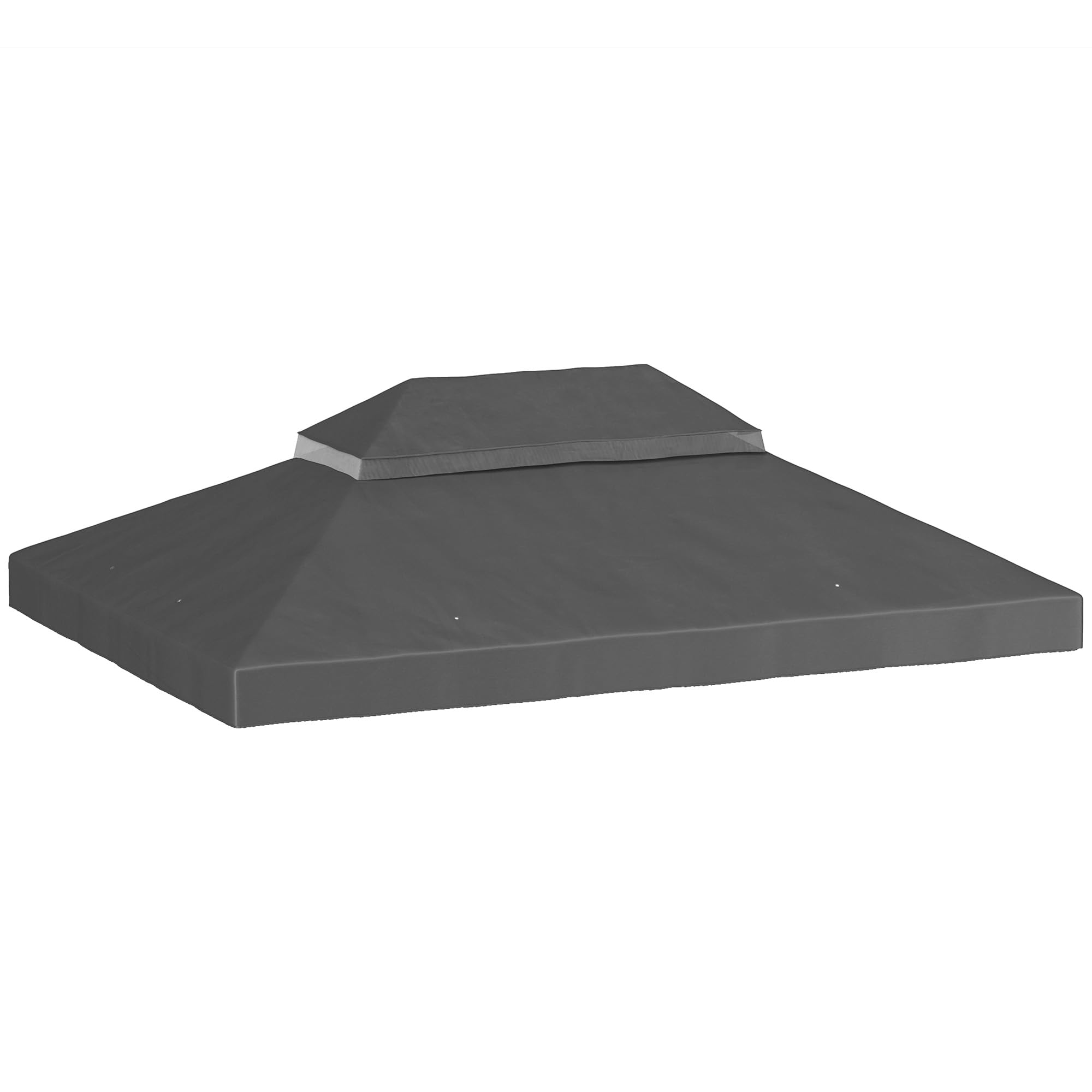 Outsunny Tessuto di ricambio per gazebo 4 x 3 m, doppio tetto con fori di drenaggio, poliestere ad alta densità 370 g/m², protezione solare UPF30+, SOLO SUPERFICIE INCLUSA, grigio scuro