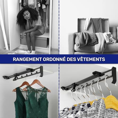 Tringle penderie extensible MONTERAL 300 mm en acier pour dressing - 6