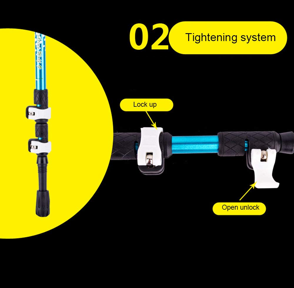 Bastones De Senderismo Paquete De 2 con La Aleación De Aluminio 7075 Cerradura Ultraligera, Amortiguador De Golpes Ultra Corto Mango De Eva para Caminar, Acampar, Montañismo
