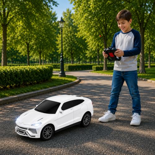 Image of Gooyo GY-448JM Rechargeable Remote Control Car Toy | White Color, Power Source: Lithium Rechargeable Battery for Car (Included) & 2xAA Battery for Remote Controller (Not Included)