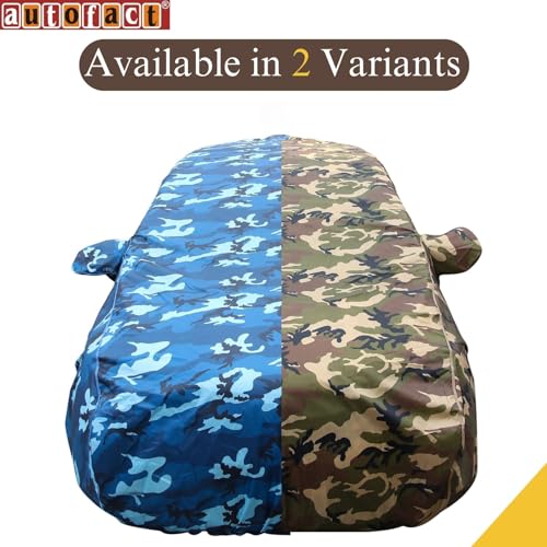 Image of Autofact 100% Waterproof Car Body Cover Compatible with Maruti Ritz (2009 to 2017), with Mirror Pockets, 4 x 4 American Matty, Long Lasting Strong Durable Material, Camouflage Army Look