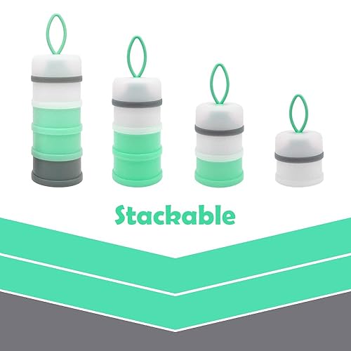 Miniatura 10 de Dispensador de fórmula para bebés, contenedor de fórmula, contenedor dispensador de leche en polvo, sin BPA, 4 capas de 2 paquetes, contenedor de