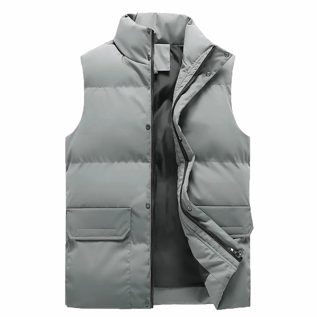Gilet da uomo in cotone caldo spesso moda allentato Stand Up collare senza maniche cappotto