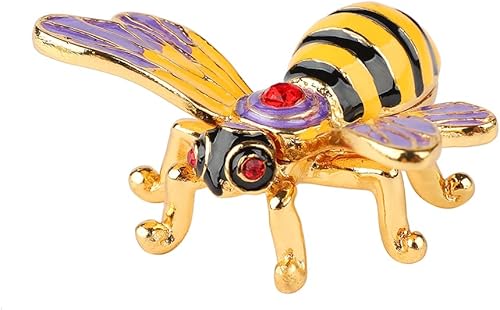 Mini cajas de baratijas de abejas con bisagras pintadas a mano de animales esmaltados adornos, regalo artesanal para decoración del hogar, color