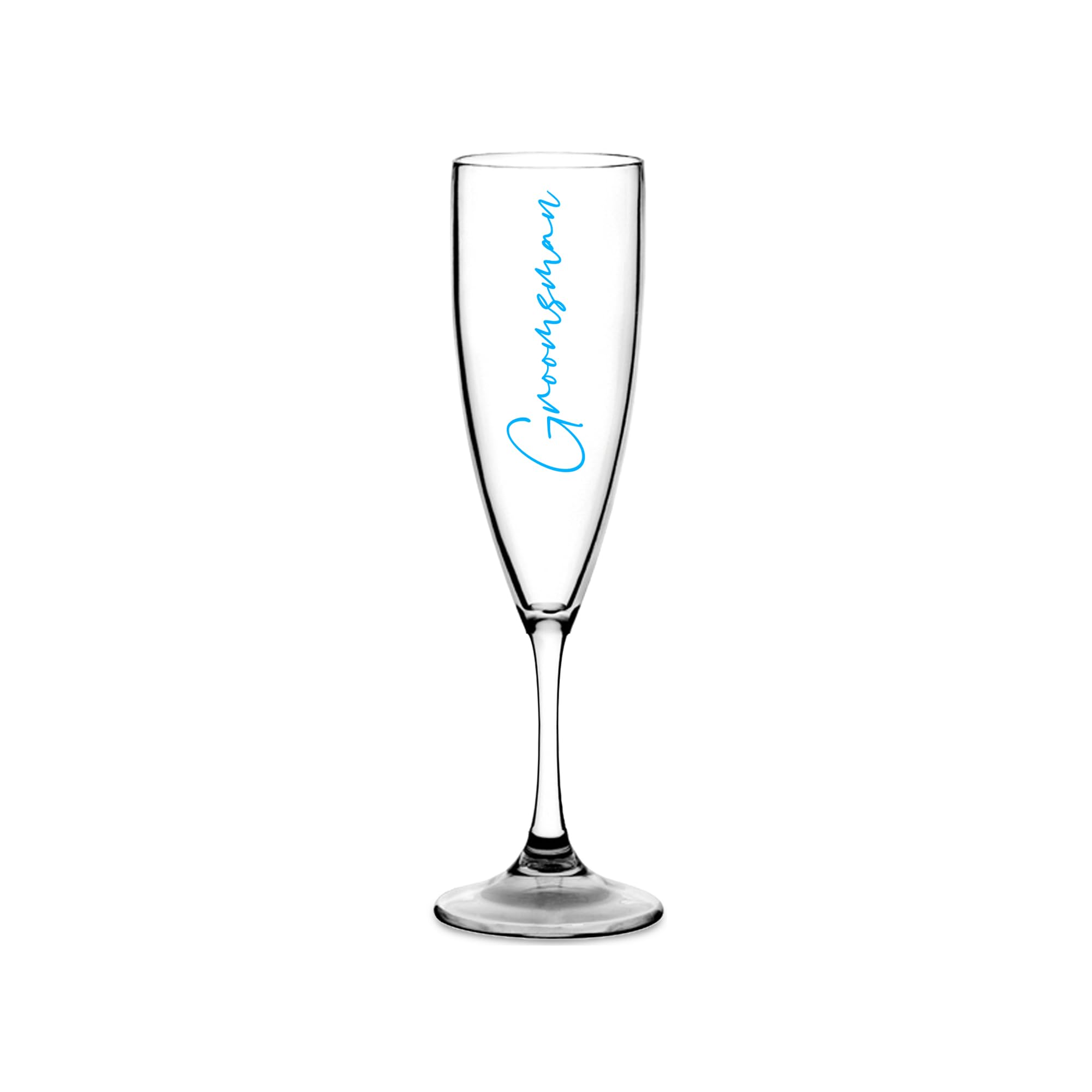 Print Maniacs Champagne Premium Clear Flute Glass Bride Groom Mr Mrs Wedding Maid Honour Wine Cocktail Prosecco Celebrations Gift (Baby Blue, Groomsmen)