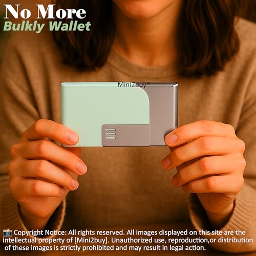 Image of Luxurious Unisex Pocket Card Holder Design 15-20 Business Card and 5-8 Card Debit Credit Ultrathin Stainless Steel 9.5 x 6.5 x 1.2 cm Size RFID Blocking Corporate Gift for Employee Green