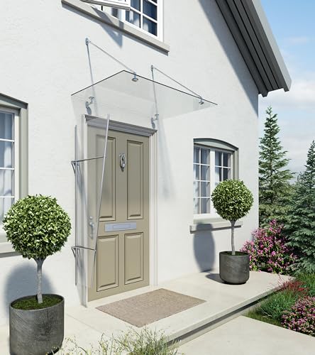 Palram Canopia by Vordach für Haustür Taurus 1500 Pultvordach 150 x 90 cm Silber Sonnenschutz Haustürvordach inkl. Regenrinne