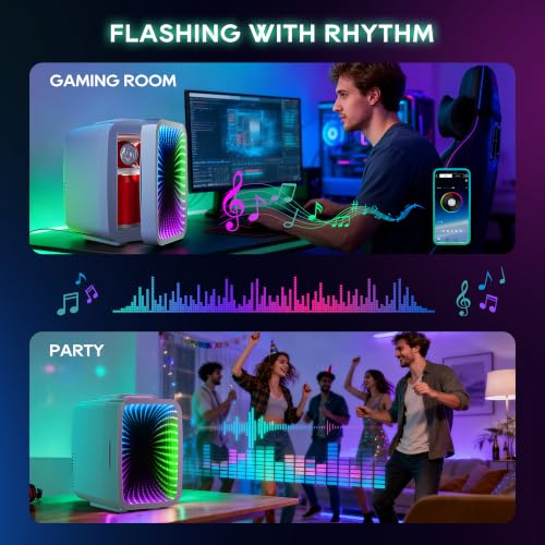 Image of BEICHEN Mini Fridge 4L /6 Can With APP Light Controller for Gaming Room | 4L compact design| APP-controlled customized gaming light | Silent & energy-saving | AC /DC for home & auto |White