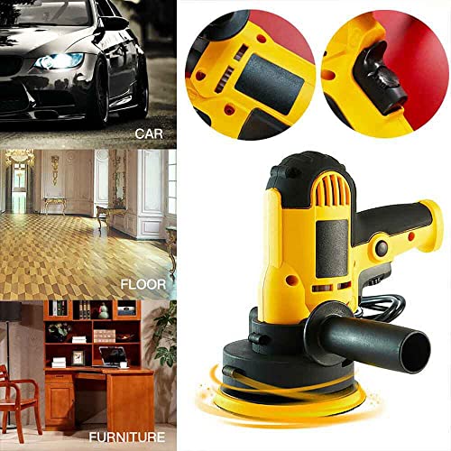 Car Polisher, Electric Car Polisher Buffer Sander, 700W, Variable Speed 600-3700RPM, Rotary Polishing Machine with 125mm Buffing Pads Waxing Set (Yellow) - Image 3