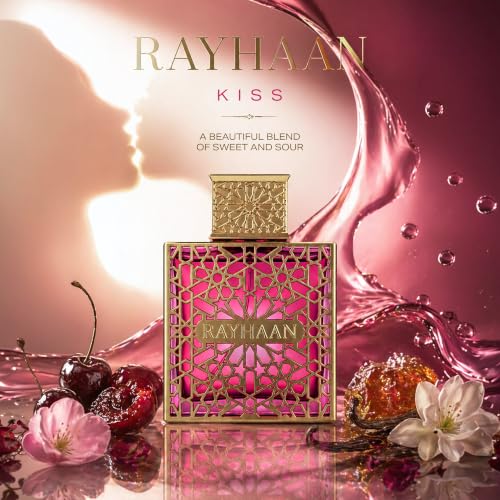Image of Rayhaan Kiss - Sweet, Fruity, Gourmand, Floral - Eau de Parfum Spray Long-Lasting Fragrance for Women, 3.4 Ounce / 100 ml