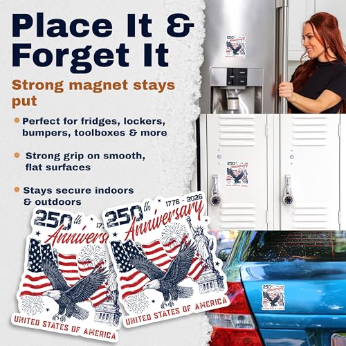 2 Pack Imanes Decorativos Eagle USA 250 Años 5" miniatura 5