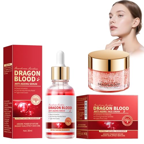 Virecose 50g Crema Hidratante Sangre de Dragón y 30ml Suero Antiarrugas Sangre de Dragón, Crema Facial Piel Hidratante y Reafirmante, Antiarrugas, Ilumina el Tono de la Piel