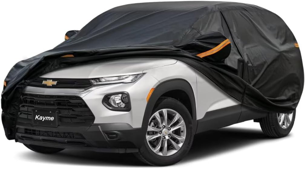 Kayme SUV Car Cover Fit for Chevrolet Trailblazer (2019-2025) Automobiles All Weather Waterproof, Outdoor Cover Sun Rain Protection, with Lock and Zipper Door.Black