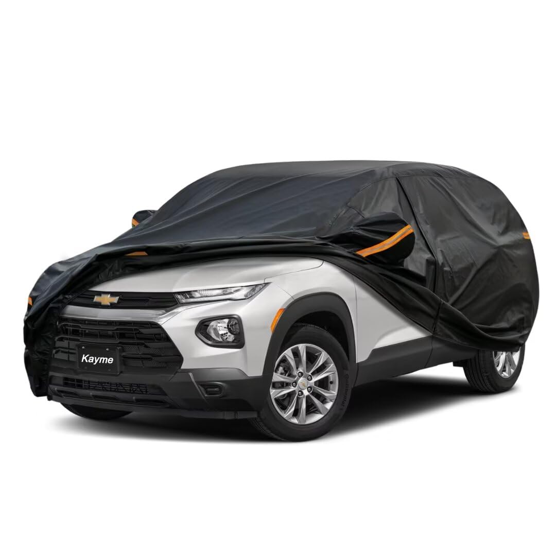 Kayme SUV Car Cover Fit for Chevrolet Trailblazer (2019-2025) Automobiles All Weather Waterproof, Outdoor Cover Sun Rain Protection, with Lock and Zipper Door.Black