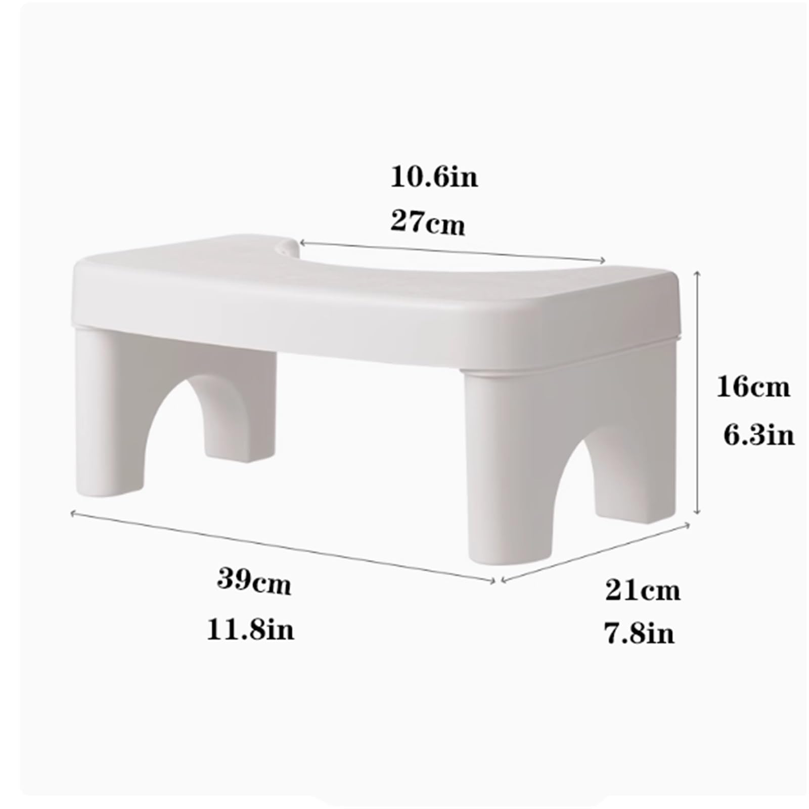 Toilettenhocker, langlebiger, rutschfester Fußstützenhocker, hockender Kothocker for Erwachsene, Kunststoff, 300 Pfund Tragkraft, modernes, elegantes Design for Erwachsene und Kinder, 11,8 Zoll