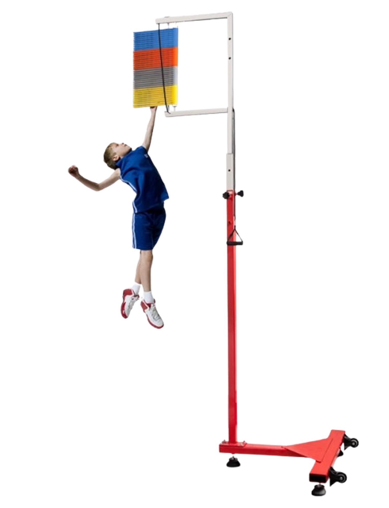 Professional Indoor Outdoor Stadium Vertical Jump Trainer - Draw Cord Reset,Portable Vertical Jumping Tester Floor Standing High Jump Training Equipment,170-360cm(Four Colors,1.7-3.2m)