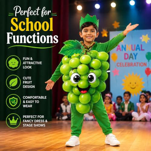 Image of Raj Costume Kids Fruit & Vegetable Fancy Dress Costume | Soft Felt Fruit and Vegetable Cutout Costume for Boys & Girls | School Annual Function