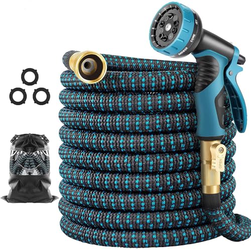 200 ft Garden Hose Expandable Hoses - Upgrade 2025 Flexible Water Hose with 10 Functions Spray Nozzle,Car Wash Hoses with Solid Brass Connector, Leakproof Lightweight Expanding Pipe for Yard,Outdoor