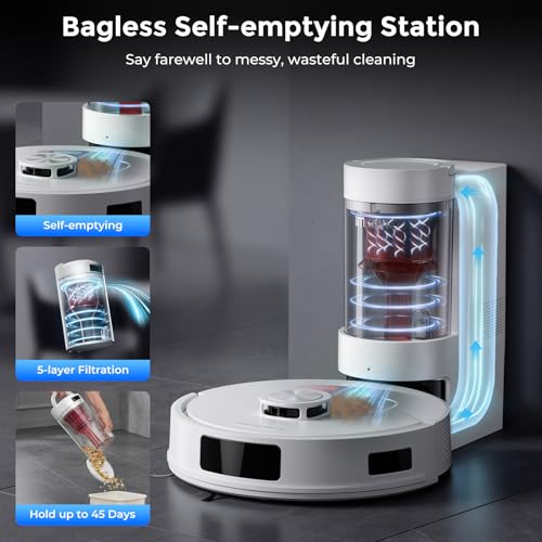 Image of Robot Vacuum and Mop Combo, Robot Vacuum Cleaner with Bagless Self Emptying Station, 18000Pa Suction, LiDAR Navigation, ideal for Pet Hair, Carpet & Hard Floor, Compatible with App /Alexa /Voice Control