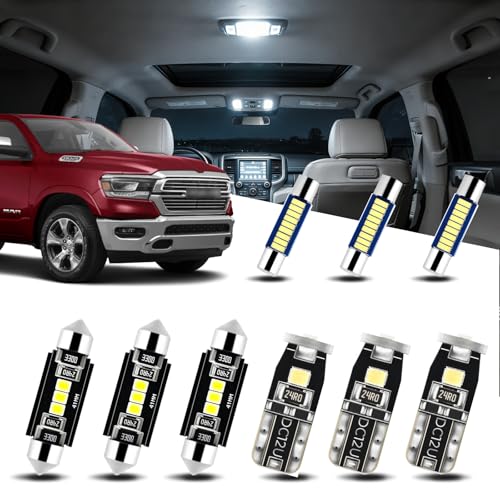 Kit LED interior para Dodge Ram 2019-2021, 12 piezas blanco 6000K