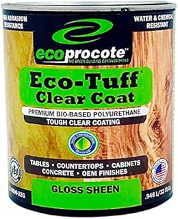 Eco-Tuff Clearcoat Bio-Polyurethane Concrete, Wood, Floor Sealer, Countertop Sealer, Gloss, 1 Quart