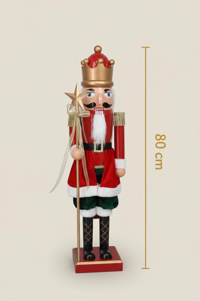 Weihnachtsdeko Nussknacker Figur – Klassische Weihnachtsdekorationen – Karoline & Co Nussknacker Soldat 80 cm in Rot im Premium-Stil
