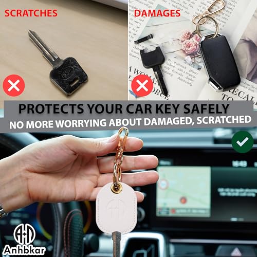 Image of Leather Keys Sleeve for Broken Car Key Loop Replacement - Cute Keychain Cover - Protector, Holder for Men & Women