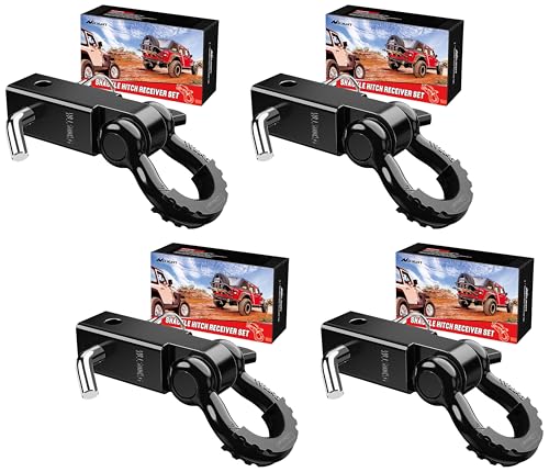 Image of Nilight Shackle Hitch Receiver 2Inch 45000 LBs Breaking Strength 3 /4 inch D Ring w /Trailer Pin Heavy Duty Solid Recovery Towing Kit for Trucks Jeeps Off-Road (Pack of 4)