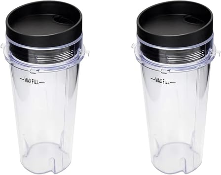 Blender Cup Compatible Nutri Ninja Replacement Cup A54Z 2 Piece Blender Cup with Lid Single Serve Replacement for BL740/BL770/BL771/BL772/BL780/BL660/BL663