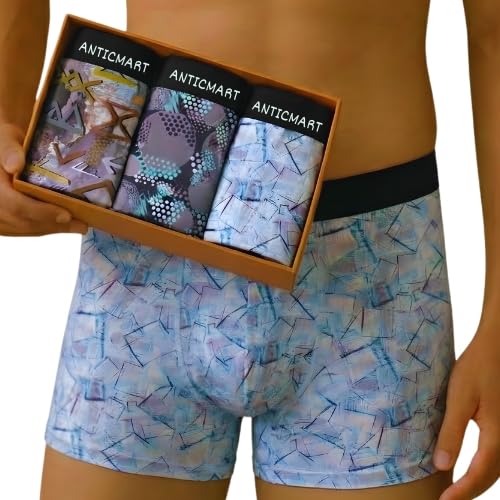 anticmart Men’s Printed Trunks Pack of 3 | Premium Stretch Innerwear | Soft Breathable Fabric | Modern Abstract Designs | Comfortable Waistband-picture-19