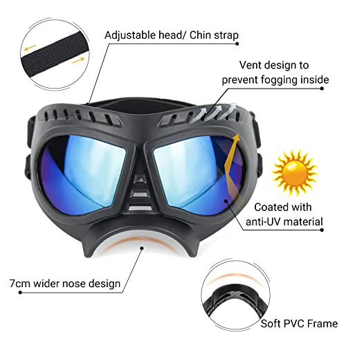 NAMSAN Hundebrille Sonnenbrillen für Augenschutz Hunde Brille mit Verstellbare Träger Mode Hundeschutzbrille für Kleine/Mittlere Hunde-Blau