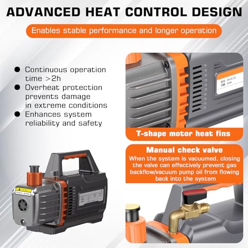 Accuvacuümpomp, compatibel met Makita 18 V accu, onderdrukpomp, vacuümpomp, 150 W 2CFM 1/4HP onderdrukpomp, vacuümpomp voor ultiem vacuüm koelmiddel (zonder batterijen) - Afbeelding 4