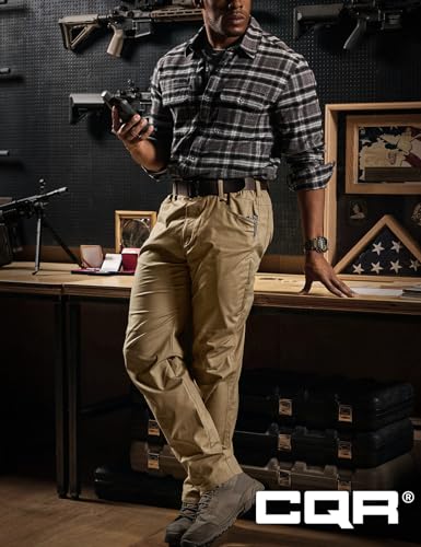 Image of CQR Men's Flex Stretch Tactical Pants, Water Resistant Ripstop Cargo Pants, Lightweight EDC Outdoor Work Hiking Pants