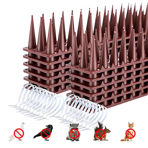 12-Pack Pigeons Bird Spikes For Outside With 20 Cable Ties, Birds Deterrent Spikes For Pigeons And Other Small Birds, Squirrel Spikes Keeping Raccoon Cats Away From Fence Roof Mailbox Brown #TOP23