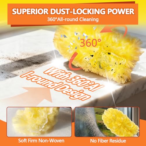 Image of Heavy Duty Duster Refills for Swiffer Duster (40 Count) | 360 Unscented Disposable Multisurface Dusters with 1 Handle- for Home, Blinds, Fans & Corners, Yellow
