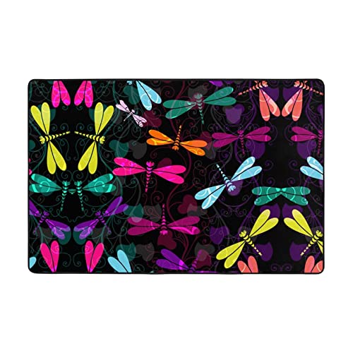 Tapis en flanelle absorbant imprimé libellule pour garder vos sols toujours secs