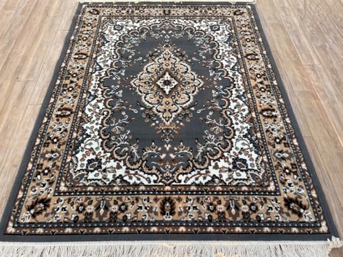 Image of TTC THREAD & TEXTURE CARPET Traditional Comfort: Power-Loomed Carpets for Living Room- Every Space Area Rug Color Grey Size 7x10 Feet (210x300cm)